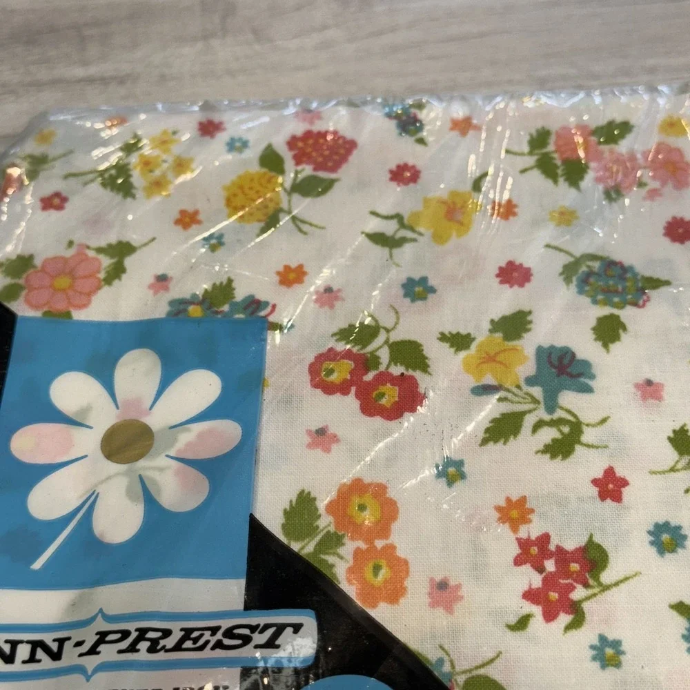 Vintage Penneys Fashion Manor Twin Bed Sheet Floral No-Iron Muslin‎ 72x104 New